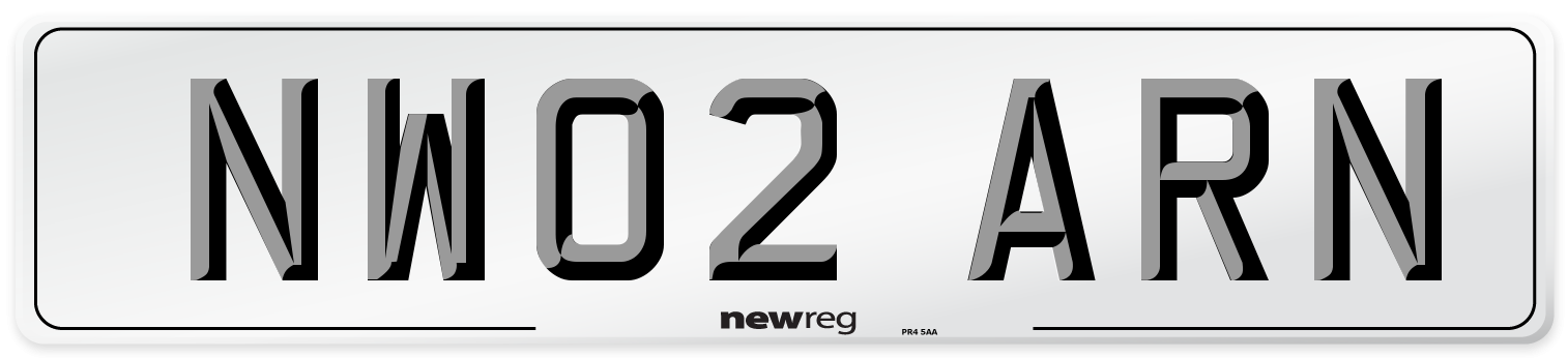 NW02 ARN Number Plate from New Reg